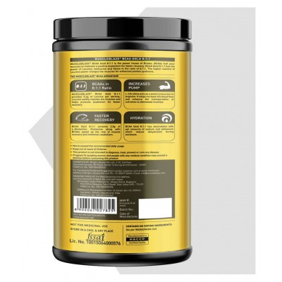 MuscleBlaze BCAA Gold 8:1:1 with Higher Leucine, Electrolytes, Glutamine (Raspberry Lemonade, 450 g / 0.99 lb, 30 Servings)