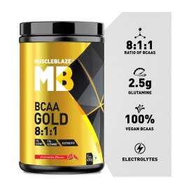 MuscleBlaze BCAA Gold 8:1:1 with Higher Leucine, Electrolytes, Glutamine (Watermelon, 450 g / 0.99 lb, 30 Servings)