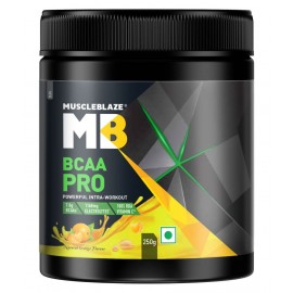 MuscleBlaze BCAA Pro, 7g Vegan BCAAs & 100% RDA of Vitamin C (Natural Orange, 250 g, 16 Servings)