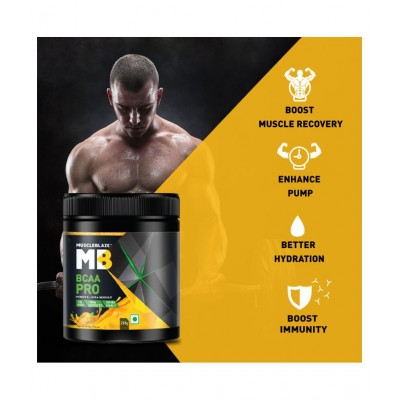 MuscleBlaze BCAA Pro, 7g Vegan BCAAs & 100% RDA of Vitamin C (Natural Orange, 250 g, 16 Servings)