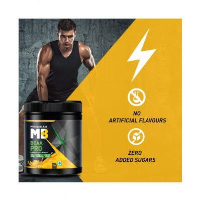 MuscleBlaze BCAA Pro, 7g Vegan BCAAs & 100% RDA of Vitamin C (Natural Orange, 250 g, 16 Servings)