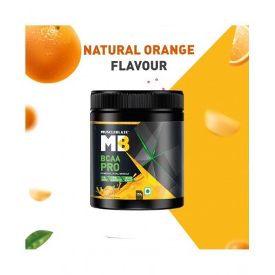 MuscleBlaze BCAA Pro, 7g Vegan BCAAs & 100% RDA of Vitamin C (Natural Orange, 250 g, 16 Servings)