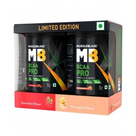 MuscleBlaze BCAA Pro, Intra Workout, with 7g Vegan BCAAs, Glutamine & Electrolytes (Watermelon & Fruit Splash, 250 g, 16 Servings)