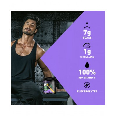 MuscleBlaze BCAA Pro, Powerful Intra Workout, with 7g Vegan BCAAs, 1168 mg Electrolytes & 100% RDA of Vitamin C (Natural Grape, 250 g, 16 Servings)