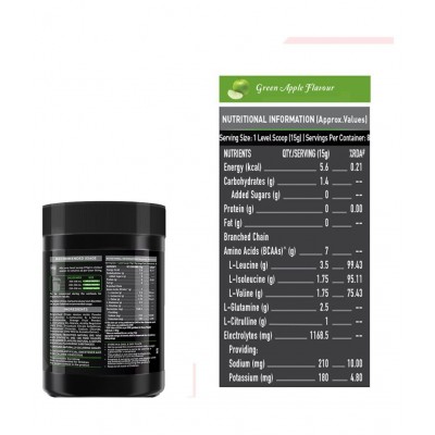 MuscleBlaze BCAA Pro, Powerful Intra Workout, with 7g Vegan BCAAs, 1168.50 mg Electrolytes, 2.50 g Glutamine (Watermelon, 250 g)