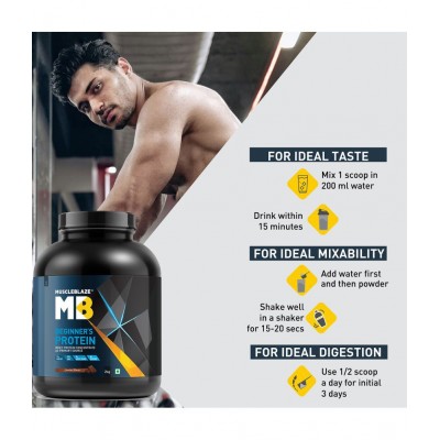MuscleBlaze Beginner's Whey Protein, No Added Sugar, Faster Muscle Recovery & Improved Strength (Chocolate, 2 kg / 4.4 lb, 66 Servings) MuscleBlaze Beginner's Whey Protein, No Added Sugar, Faster Muscle Recovery & Improved Strength (Chocolate, 2 kg / 4.4 lb, 66 Servings)