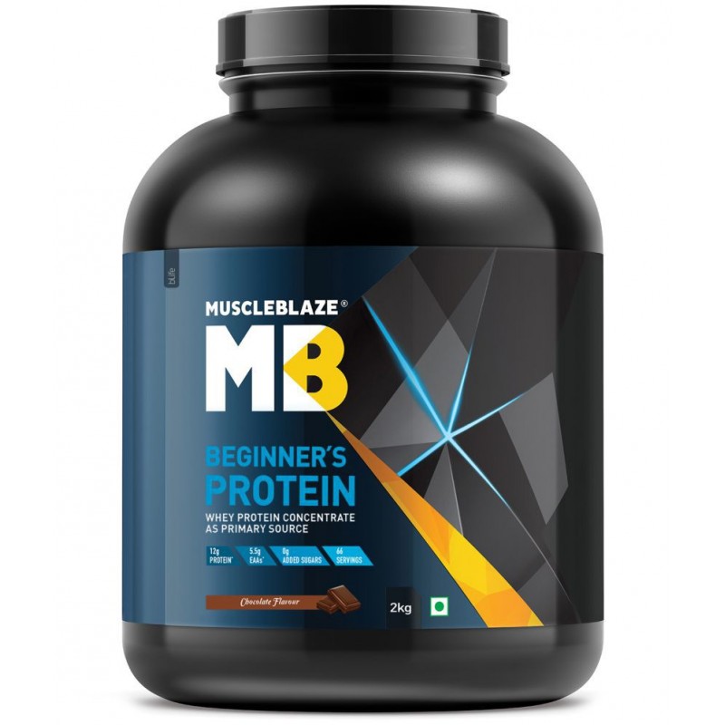 MuscleBlaze Beginner's Whey Protein, No Added Sugar, Faster Muscle Recovery & Improved Strength (Chocolate, 2 kg / 4.4 lb, 66 Servings) MuscleBlaze Beginner's Whey Protein, No Added Sugar, Faster Muscle Recovery & Improved Strength (Chocolate, 2 kg / 4.4 lb, 66 Servings)
