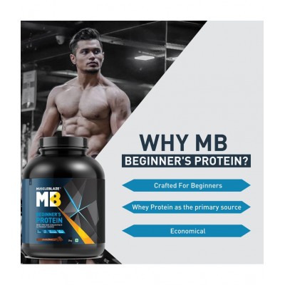 MuscleBlaze Beginner's Whey Protein, No Added Sugar, Faster Muscle Recovery & Improved Strength (Chocolate, 2 kg / 4.4 lb, 66 Servings) MuscleBlaze Beginner's Whey Protein, No Added Sugar, Faster Muscle Recovery & Improved Strength (Chocolate, 2 kg / 4.4 lb, 66 Servings)