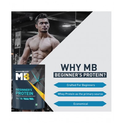 MuscleBlaze Beginner's Whey Protein Supplement (Chocolate, 1 kg / 2.2 lb, 33 Servings)