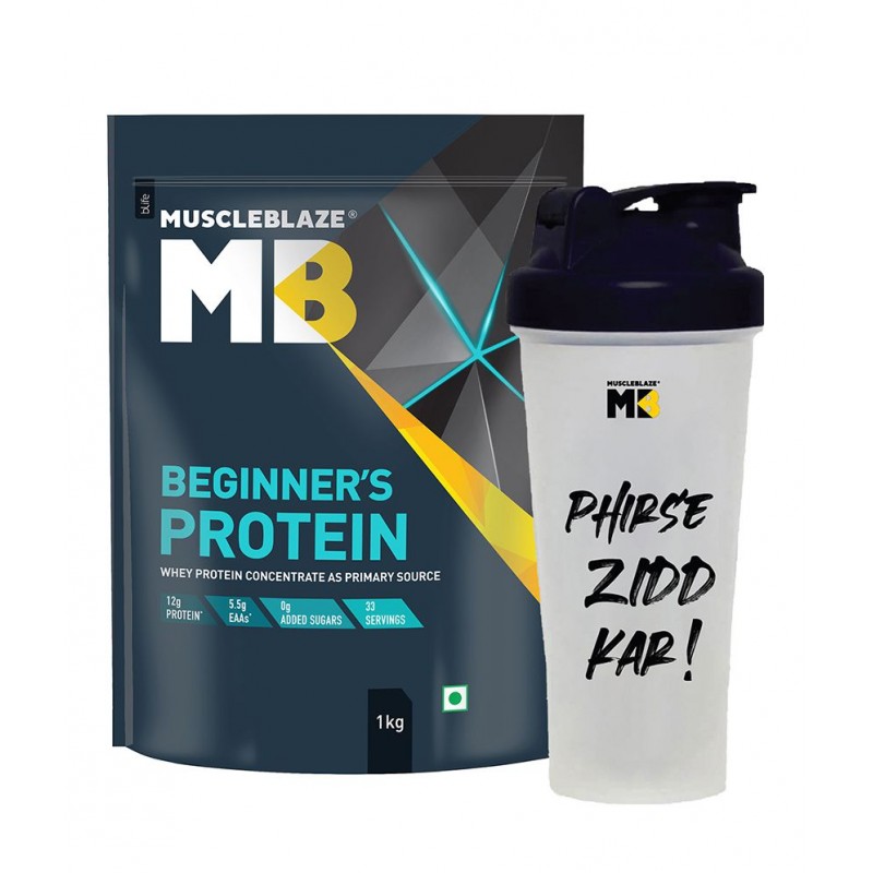 MuscleBlaze Beginners WheyProtein & Shaker 1 kg