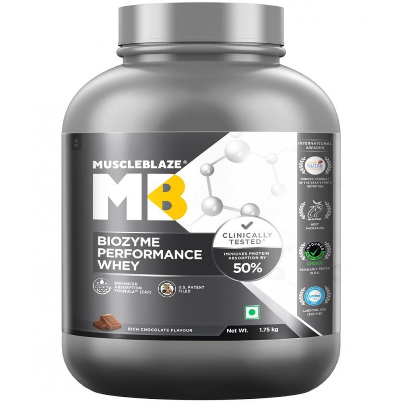 MuscleBlaze Biozyme Performance Whey Protein(Rich Chocolate) 1.75 kg