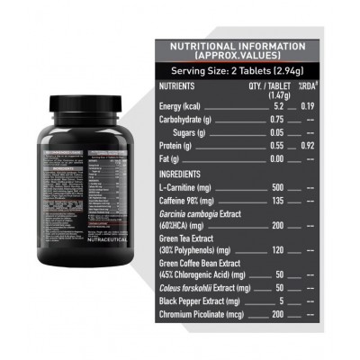 MuscleBlaze Burner PRO | 1000mg L- Carnitine | 400mg Garcinia | Caffeine & Green Tea Extract, 60 tablets