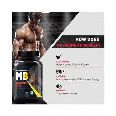 MuscleBlaze Burner PRO | 1000mg L- Carnitine | 400mg Garcinia | Caffeine & Green Tea Extract, 60 tablets