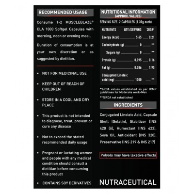 MuscleBlaze CLA 1000, Fat Burner, 90 Softgels