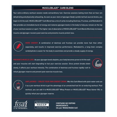 MuscleBlaze Carb Blend ,6.6 lb (3kg) Unflavored