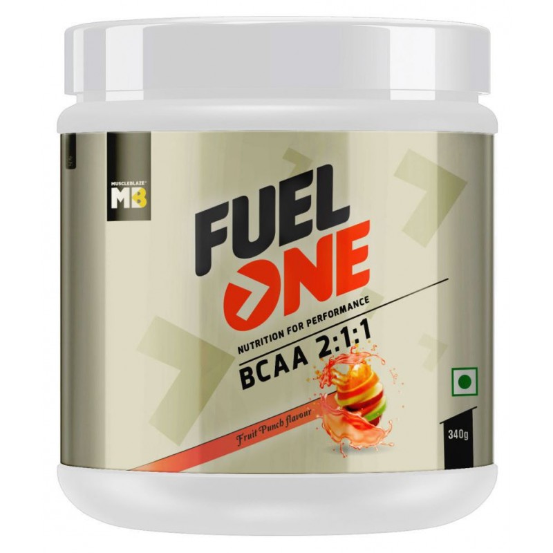 MuscleBlaze Fuel One BCAA 2:1:1, Nutrition for Performance, 5 g BCAAs (Fruit Punch, 340 g / 0.74 lb, 50 Servings)