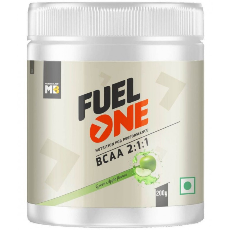 MuscleBlaze Fuel One BCAA 2:1:1, Nutrition for Performance, 5 g BCAAs (Green Apple, 200 g, 37 Servings) MuscleBlaze Fuel One BCAA 2:1:1, Nutrition for Performance, 5 g BCAAs (Green Apple, 200 g, 37 Servings)