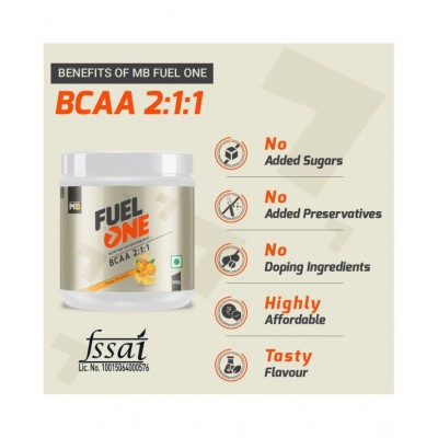 MuscleBlaze Fuel One BCAA 2:1:1, Nutrition for Performance, 5 g BCAAs (Orange Twist, 340 g / 0.74 lb, 50 Servings)