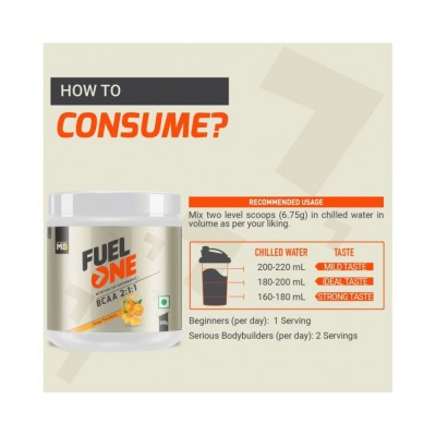 MuscleBlaze Fuel One BCAA 2:1:1, Nutrition for Performance, 5 g BCAAs (Orange Twist, 340 g / 0.74 lb, 50 Servings)