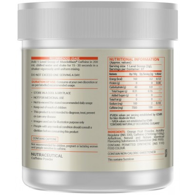 MuscleBlaze Fuel One Caffeine, Pre Workout Supplement (Orange, 75 g, 37 Servings)