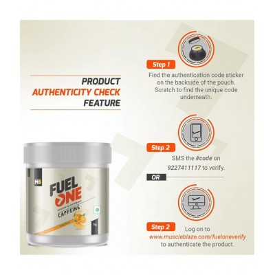 MuscleBlaze Fuel One Caffeine, Pre Workout Supplement (Orange, 75 g, 37 Servings)