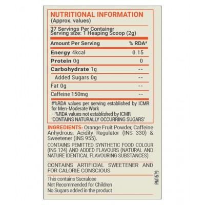 MuscleBlaze Fuel One Caffeine,75g Fruit Punch Flavour, 37 Servings
