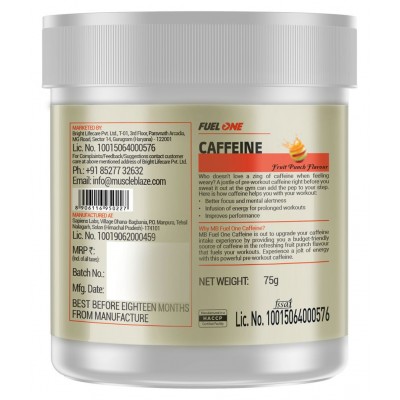 MuscleBlaze Fuel One Caffeine,75g Fruit Punch Flavour, 37 Servings