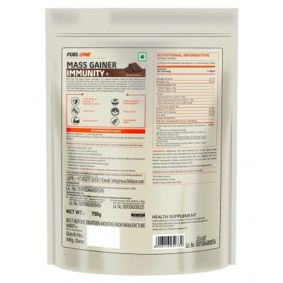 MuscleBlaze Fuel One Mass Gainer Immunity+ (Chocolate, 750 g / 1.6 lb, 15 Servings)