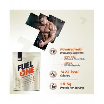 MuscleBlaze Fuel One Mass Gainer Immunity+ (Chocolate, 750 g / 1.6 lb, 15 Servings)