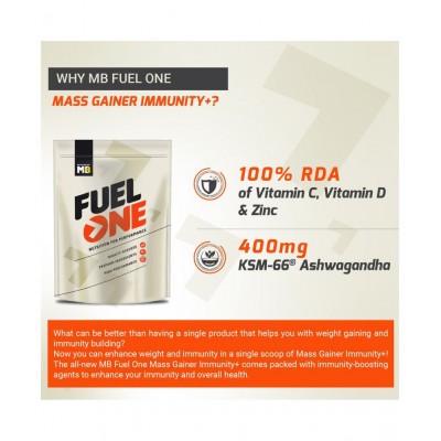 MuscleBlaze Fuel One Mass Gainer Immunity+ (Chocolate, 750 g / 1.6 lb, 15 Servings)