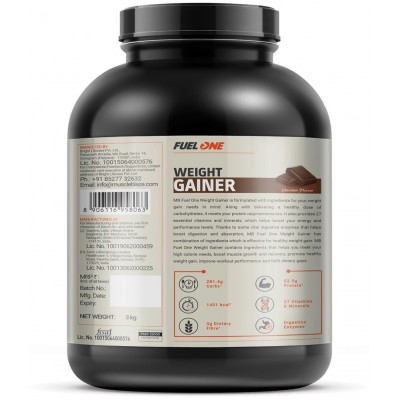 MuscleBlaze Fuel One Weight Gainer (Chocolate, 3 kg / 6.6 lb, 30 Servings)