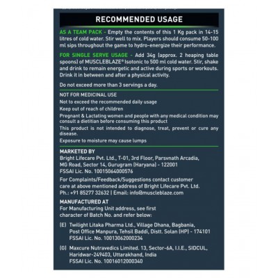 MuscleBlaze Isotonic Instant Energy Formula, 1 kg / 2.2 lb Fruit Punch