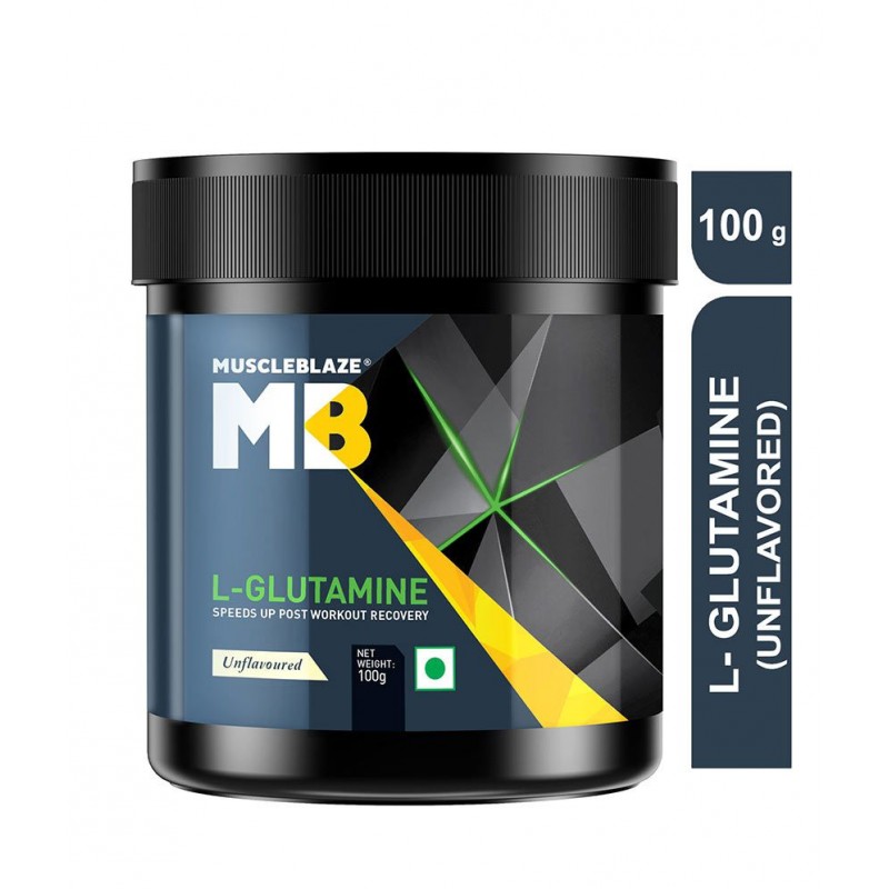 MuscleBlaze L- Glutamine, Post Workout Recovery, 5 g Glutamine (Unflavoured, 100 g, 20 Servings)