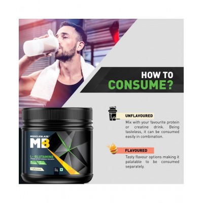 MuscleBlaze L- Glutamine, Post Workout Recovery, 5 g Glutamine (Unflavoured, 250 g, 50 Servings)
