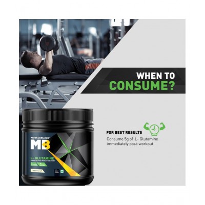 MuscleBlaze L- Glutamine, Post Workout Recovery, 5 g Glutamine (Unflavoured, 250 g, 50 Servings)