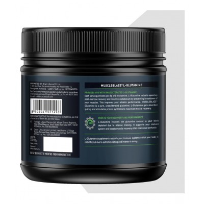 MuscleBlaze L- Glutamine, Post Workout Recovery, 5 g Glutamine (Unflavoured, 250 g, 50 Servings)