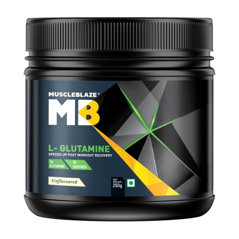 MuscleBlaze L- Glutamine, Post Workout Recovery, 5 g Glutamine (Unflavoured, 250 g, 50 Servings)