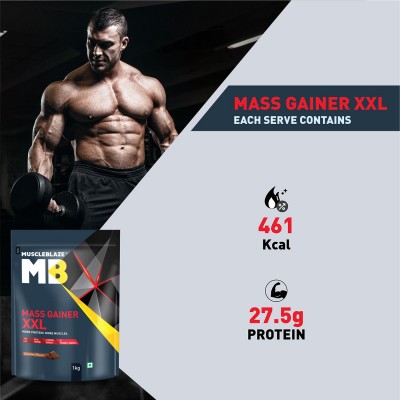 MuscleBlaze Mass Gainer XXL (Chocolate, 1 kg / 2.2 lb, 10 Servings)