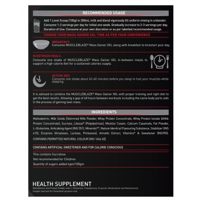 MuscleBlaze Mass Gainer XXL (Mango Burst, 3 kg / 6.6 lb, 30 Servings)