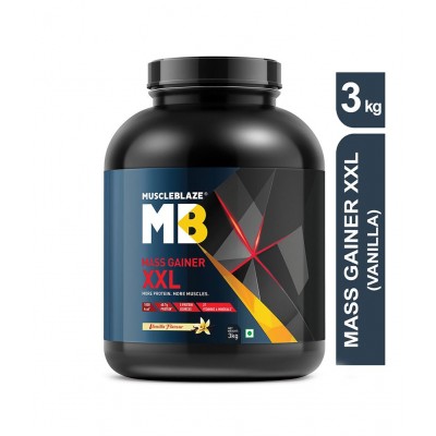 MuscleBlaze Mass Gainer XXL (Vanilla, 3 kg / 6.6 lb, 30 Servings)