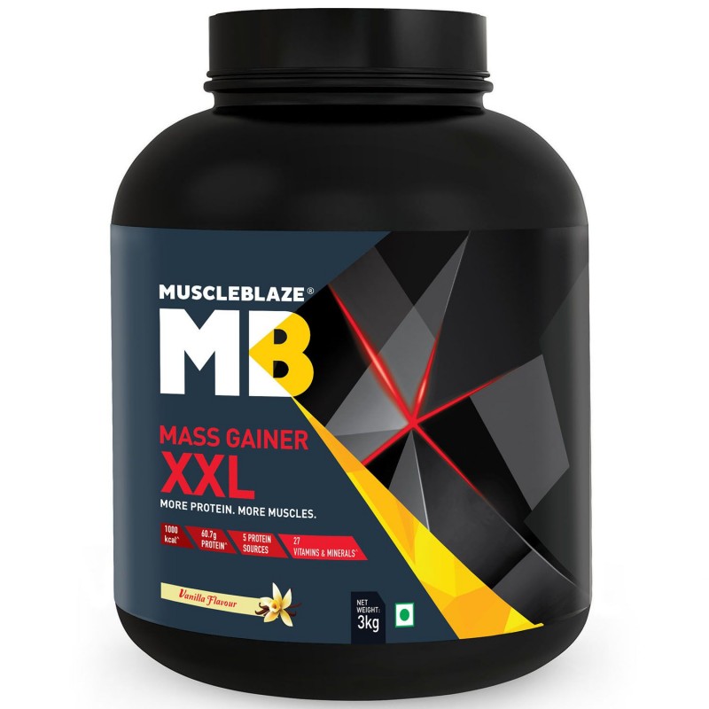 MuscleBlaze Mass Gainer XXL (Vanilla, 3 kg / 6.6 lb, 30 Servings)