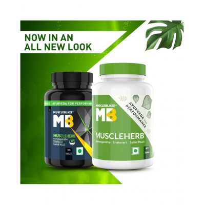 MuscleBlaze MuscleHerb, Ashwagandha, Shatavari and Safed Musli, For Muscle Gain, 30 Tablets
