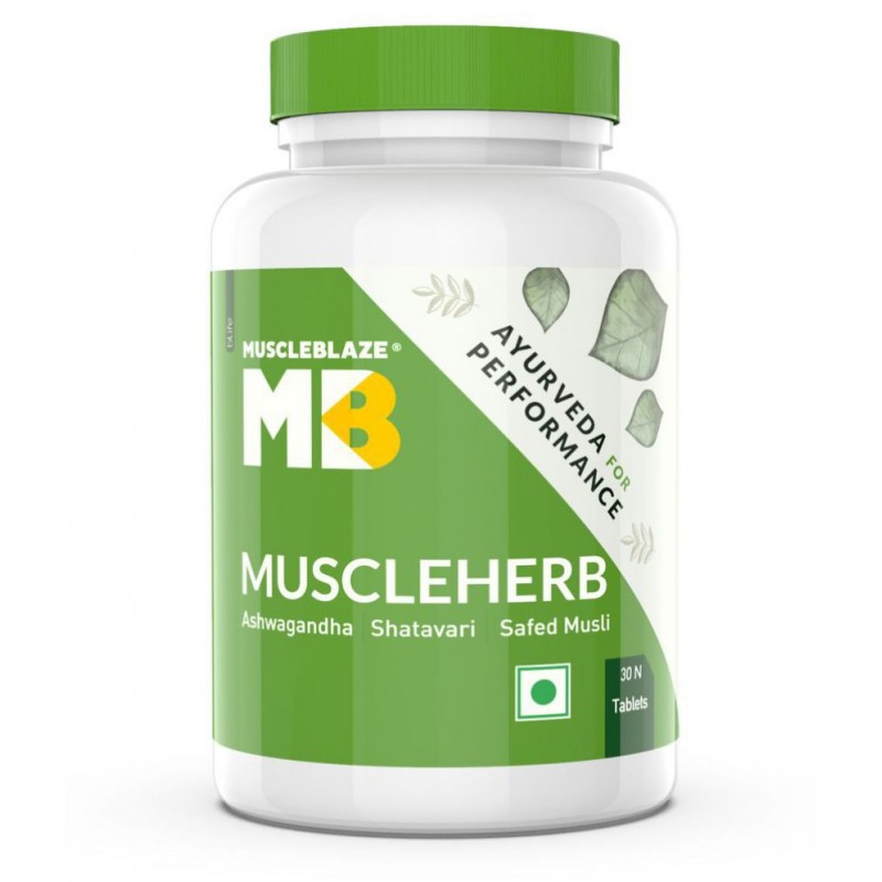 MuscleBlaze MuscleHerb, Ashwagandha, Shatavari and Safed Musli, For Muscle Gain, 30 Tablets