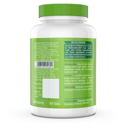 MuscleBlaze MuscleHerb, Ashwagandha, Shatavari and Safed Musli, For Muscle Gain, 30 Tablets