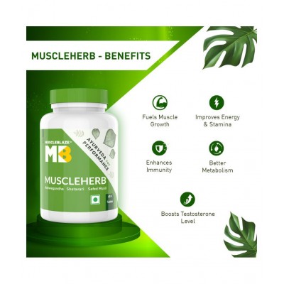 MuscleBlaze MuscleHerb, Ashwagandha, Shatavari and Safed Musli, For Muscle Gain, 30 Tablets