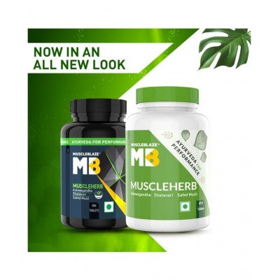 MuscleBlaze MuscleHerb, Ashwagandha, Shatavari and Safed Musli, For Muscle Gain, 60 Tablets