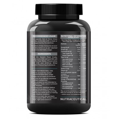 MuscleBlaze Omega 3 Fish Oil 1000 mg with 180 mg EPA and 120 mg DHA (Unflavoured, 180 Capsules)