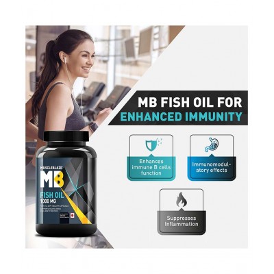 MuscleBlaze Omega 3 Fish Oil 1000 mg with 180 mg EPA and 120 mg DHA (Unflavoured, 180 Capsules)