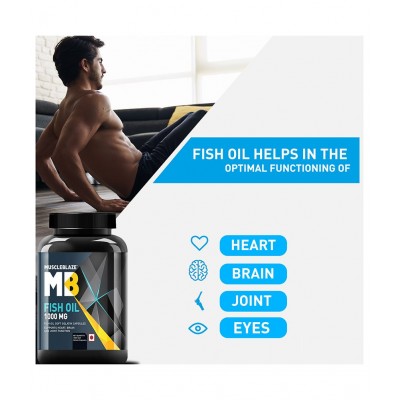MuscleBlaze Omega 3 Fish Oil 1000 mg with 180 mg EPA and 120 mg DHA (Unflavoured, 180 Capsules)