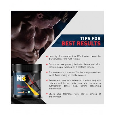 MuscleBlaze Pre Workout 200, 200mg Caffeine, 2200mg Citrulline (Fruit Splash, 100g, 20 servings)